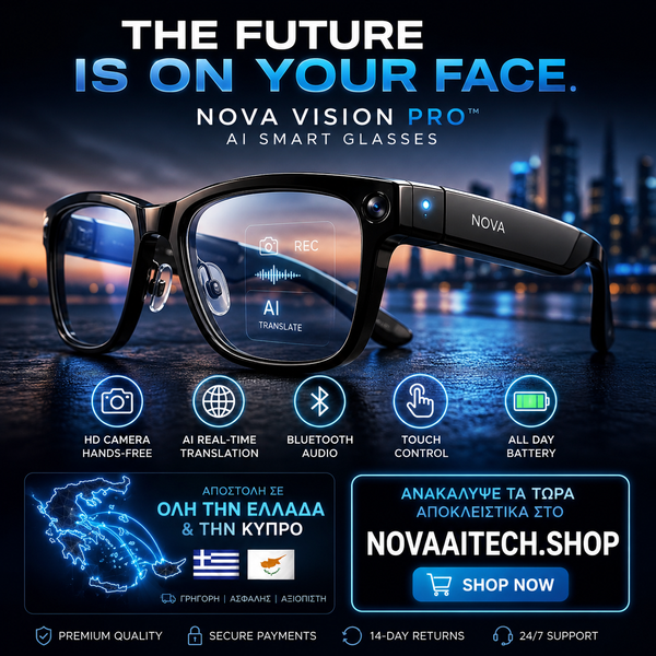 NOVA AI Smart Glasses — Glasses with 4K Camera, AI Translation & Bluetooth